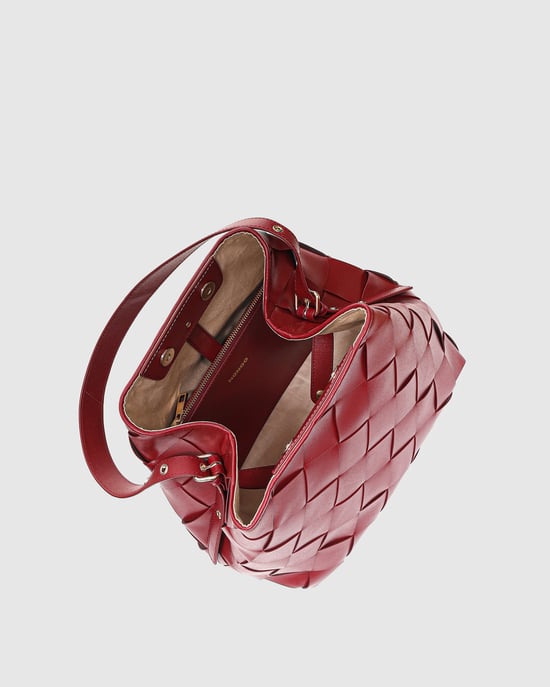 Chiara Vlochten Florence Maroon met Goud Tas - Image 3