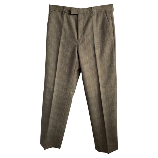 Gucci gestreepte broek met visgraatmotief in bruine wol - Image 1
