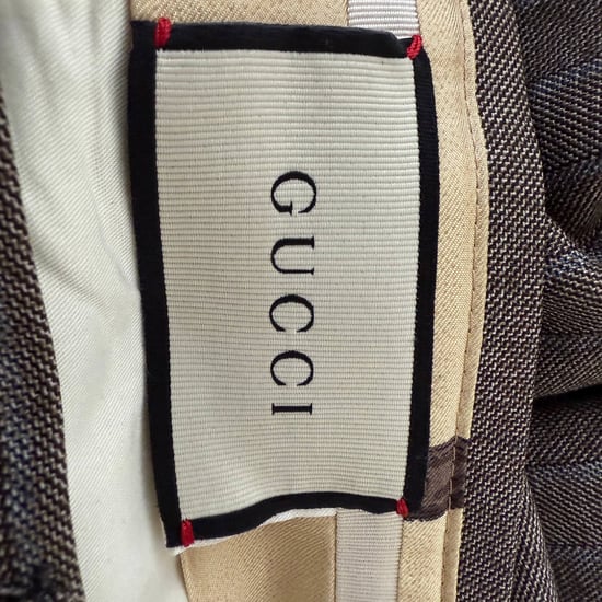Gucci gestreepte broek met visgraatmotief in bruine wol - Image 3