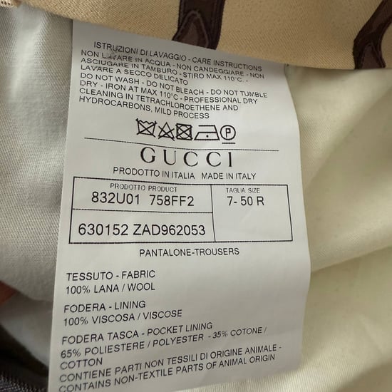 Gucci gestreepte broek met visgraatmotief in bruine wol - Image 4