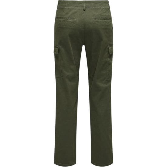 Enkel Heren Effen Rechte Cargo Broek (Olijfgroen) - Image 2