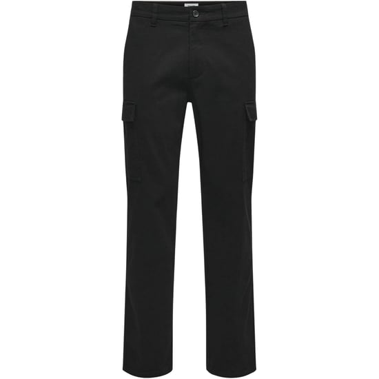 Enkel Heren Effen Rechte Cargo Broek (Zwart) - Image 1