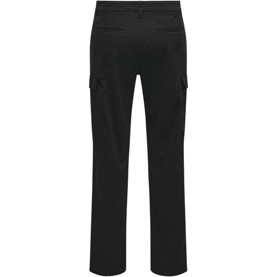 Enkel Heren Effen Rechte Cargo Broek (Zwart) - Image 2