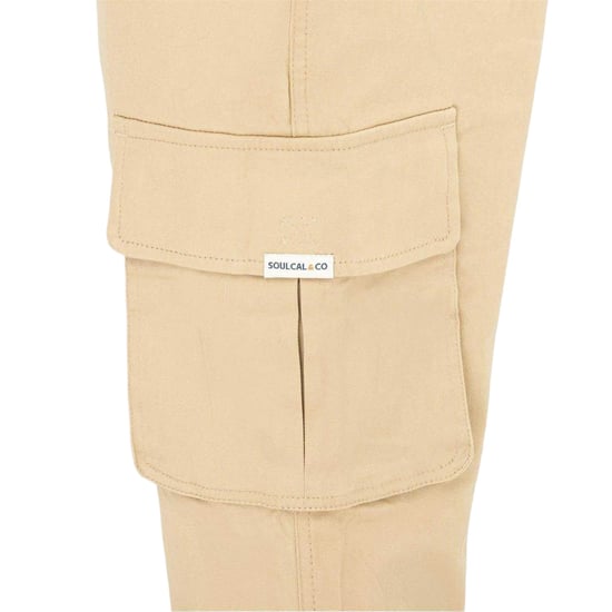 SoulCal Heren Effen Slim Cargo Broek (Crème) - Image 4