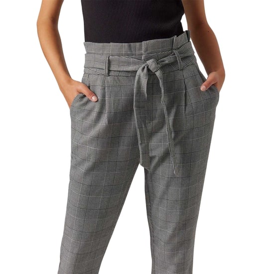 Vero Moda Dames Geruite Paperbag Petite Broek (Grijs) - Image 3