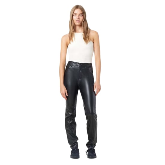 Noisy May Dames Faux Leren Chino's (Zwart) - Image 4