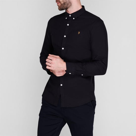 Farah Vintage Oxford-overhemd met lange mouwen en knoopsluiting voor heren (Marine) - Image 3