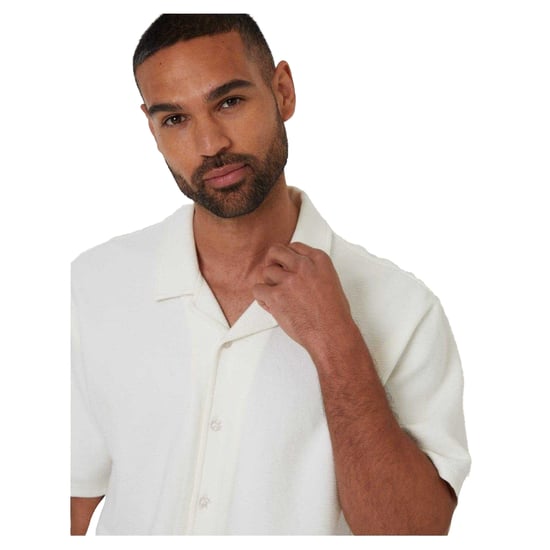 Threadbare Mannen Embley Effen Relaxed Fit Shirt (Ecru) - Image 3