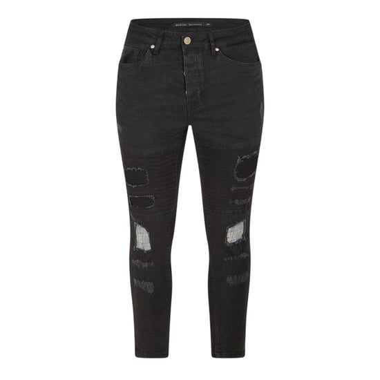 Brave Soul Skinny-jeans voor heren in 'washed'-biker-stijl (Houtskool) - Image 1