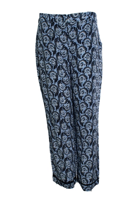 Prada, blauwe bloemenprint zijde casual pantalon - Image 1