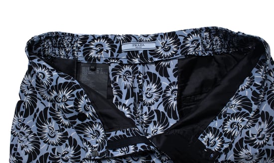 Prada, blauwe bloemenprint zijde casual pantalon - Image 5