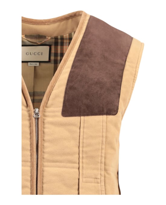 Gucci Moleskin Vest met Suède Details - Image 3