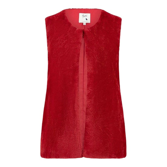 Yumi Mouwloos vest zonder kraag van imitatiebont voor dames (Rood) - Image 1