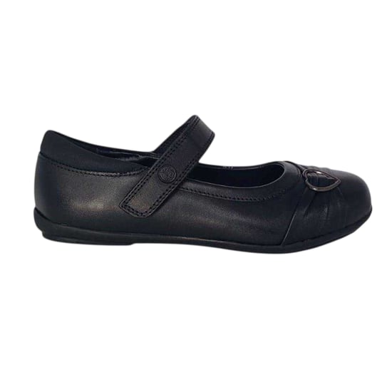 Pretty Green Meisjes Loreto Leren Gevoerde Platte School schoenen (Zwart) - Image 1