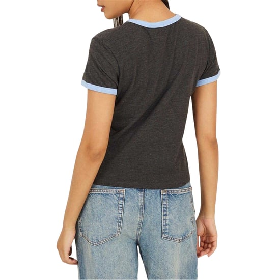 Brave Soul Unisex Contrast Detail Ringer Regular T-shirt voor volwassenen (Houtskool/Korenbloem) - Image 3