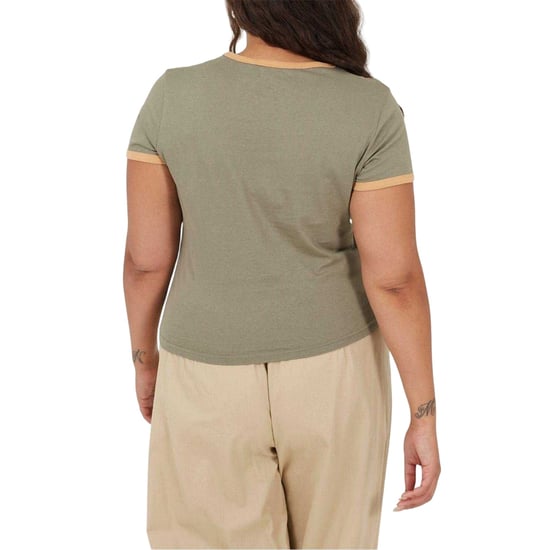 Brave Soul Dames/Dames Ringer Crew Hals Plus T-shirt (Kaki/Camel) - Image 3