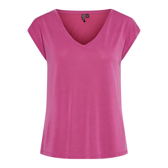 Pieces Pckamala gebreid T-shirt met V-hals voor dames (Festival Fuchsia) - Image 2