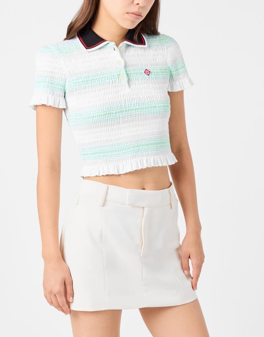 Gestreept poloshirt met plooien - Image 3