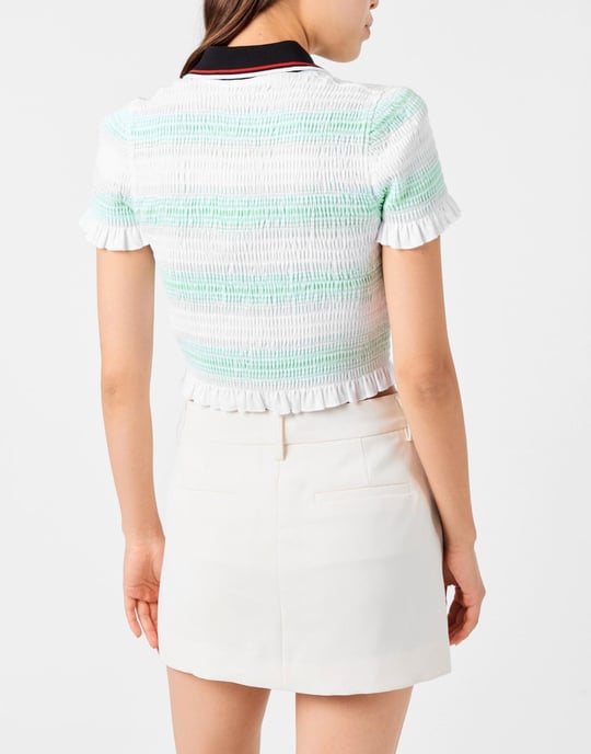 Gestreept poloshirt met plooien - Image 4