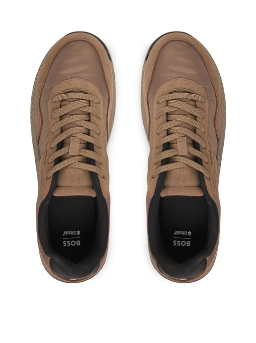 Men's Boss Titanium Runn Sdnypa Low Top Sneakers in Dark Beige - Image 4