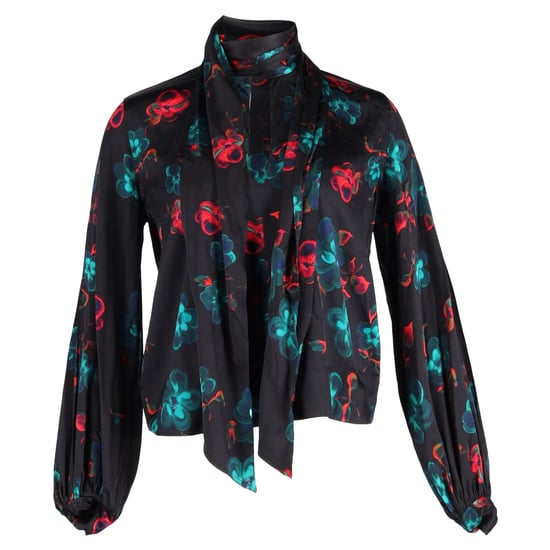 Ganni blouse met bloemenprint van zwarte zijde - Image 1