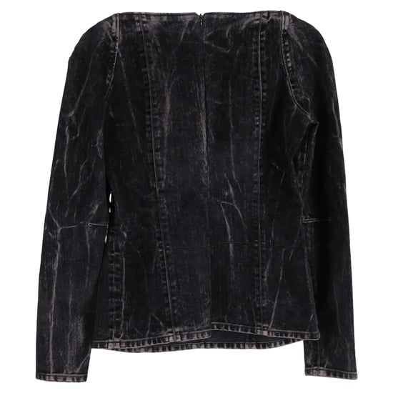 Stella McCartney blouse van fluweel met flockprint in zwarte denim - Image 2