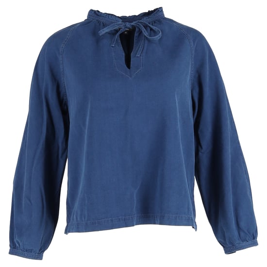A.P.C. Noa Chambray top met lange mouwen en trekkoord in blauw katoen - Image 1