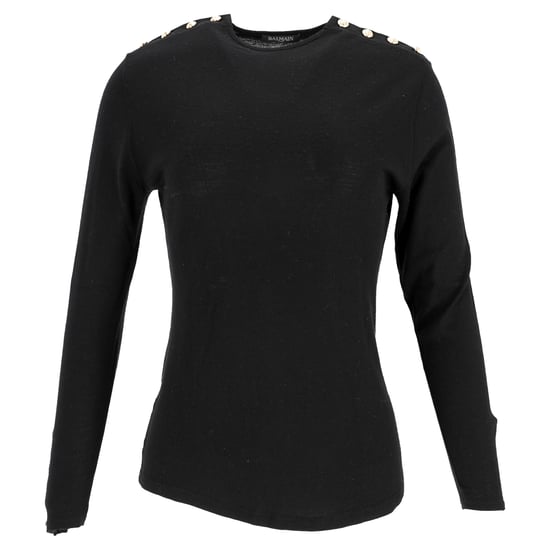Balmain top met knoopjes in zwarte wol - Image 1