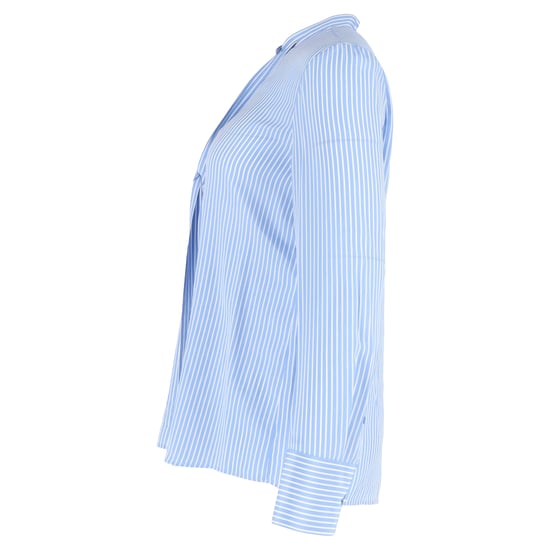 Valentino Garavani Gestreepte Strikknopen Shirt in Blauwe Zijden Crêpe De Chine - Image 2