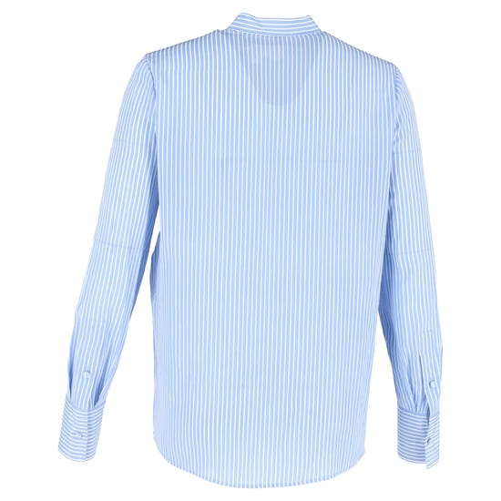 Valentino Garavani Gestreepte Strikknopen Shirt in Blauwe Zijden Crêpe De Chine - Image 3