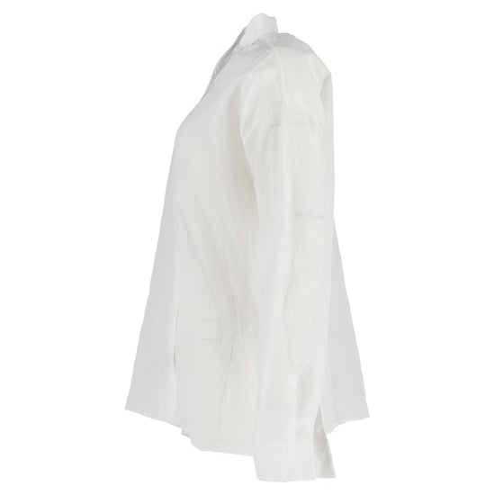 Asymmetrisch overhemd met knoopsluiting van Jil Sander in wit linnen. - Image 2