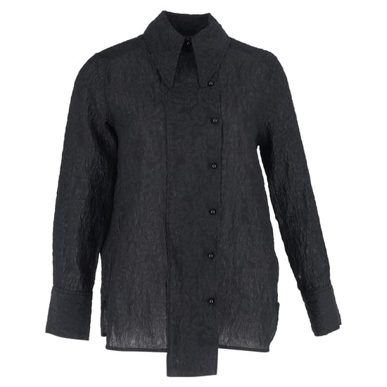 Ganni Jacquard overhemd met wijde sluiting in zwart polyester - Image 1