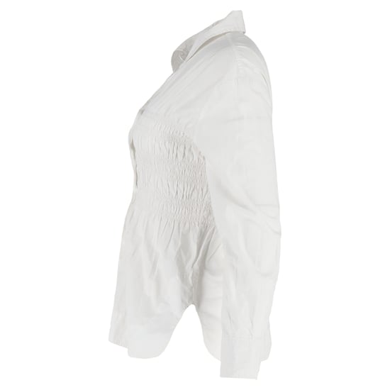 Ganni Gerimpeld Langsleeve Shirt in Witte Katoen - Image 2