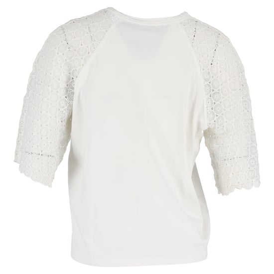 Chloé Korte Mouw T-Shirt met Kant in Witte Katoen - Image 3