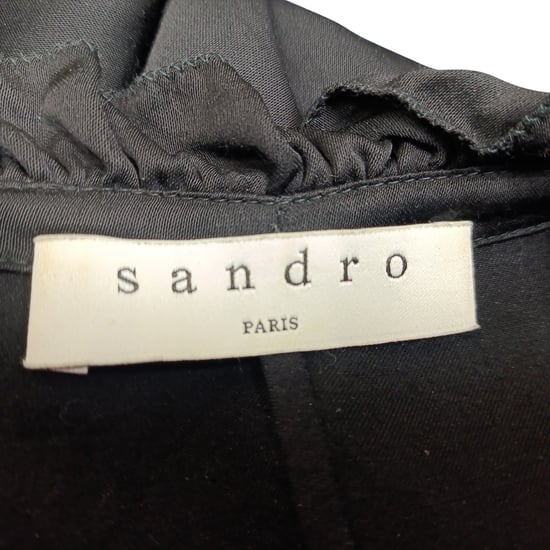 Sandro Ruffled Neck Blauw in Zwart Viscose - Image 4