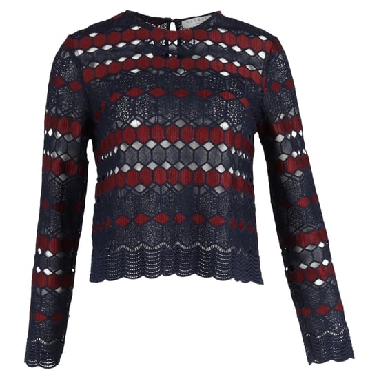 Sandro kanten blouse in marineblauw polyester - Image 1