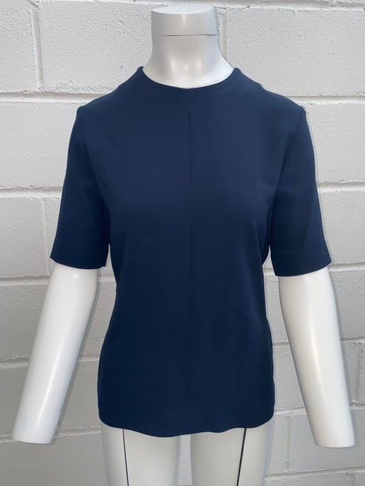 Balenciaga blouse met knoop aan de achterkant in marineblauw polyester - Image 5