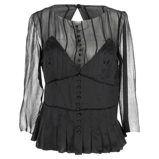 Chloé geplooide, doorschijnende blouse met lange mouwen van zwarte zijde - Image 1
