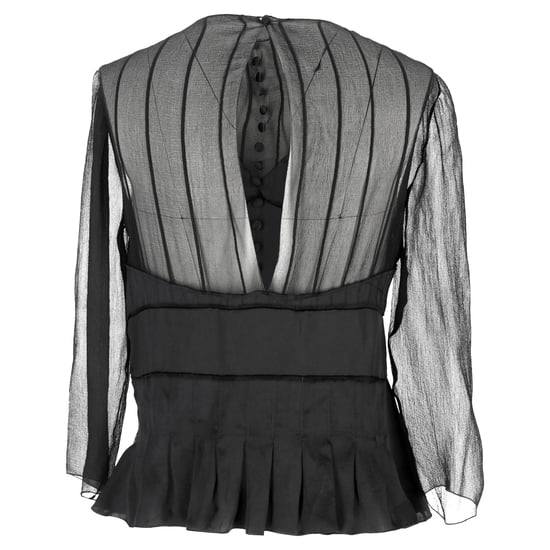 Chloé geplooide, doorschijnende blouse met lange mouwen van zwarte zijde - Image 3