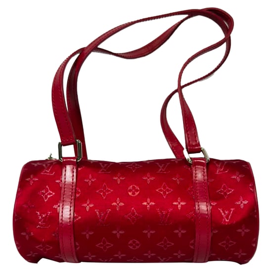 Louis Vuitton Mini Papillon Barrel Schoudertas in Rode Satijn - Image 5