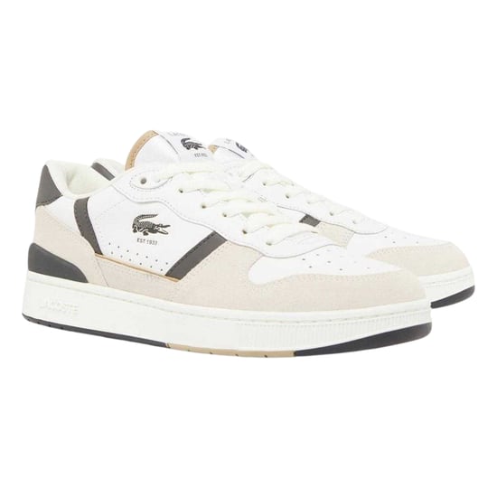 Lacoste Leren platte tennisschoenen voor heren met T-clip-set (Wit/donkergroen) - Image 4