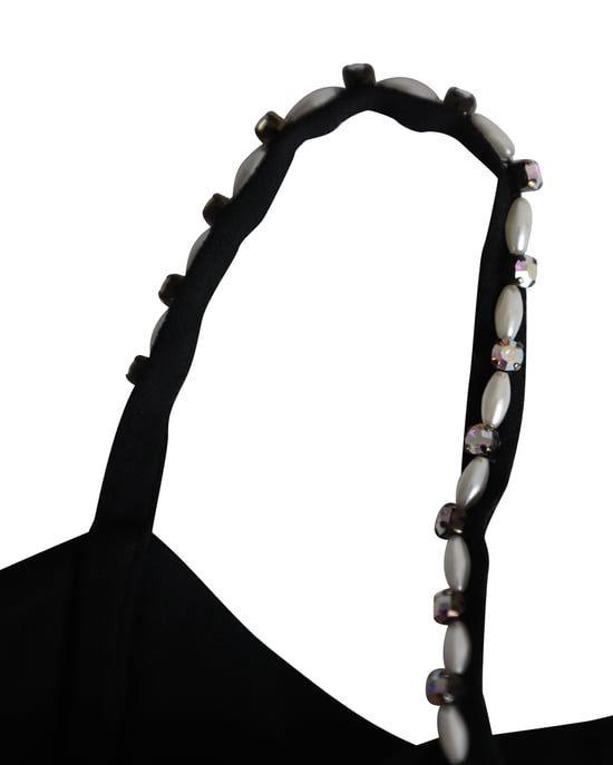 Mouwloze jurk met V-hals van Maison Margiela in zwart acetaat - Image 6