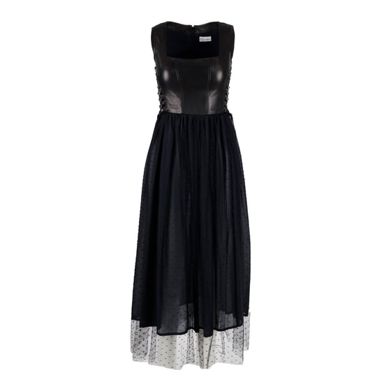 Rode Valentino jurk met leren korset en tule - jaren '10 - Image 1
