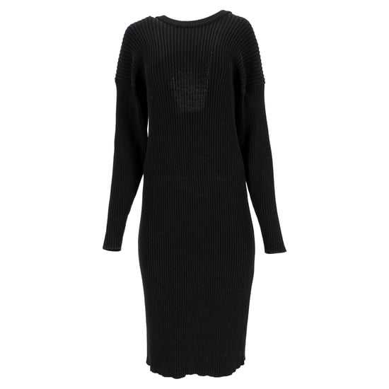 Bottega Veneta jurk met uitsnijdingen tot op de knie in zwarte wol - Image 1