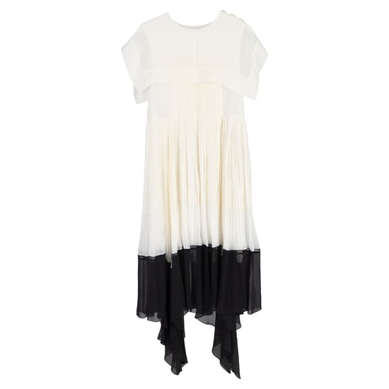 Chloé midi-jurk met vierkante kraag en plooien in wit en zwart viscose - Image 1