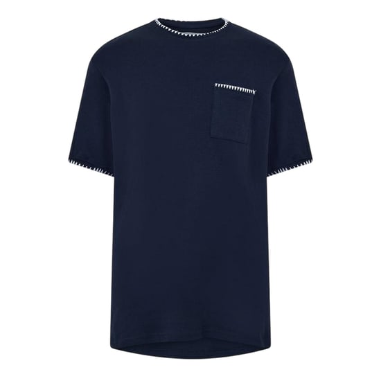 Threadbare Gebreid T-shirt voor heren van Perth (Marine/Ecru) - Image 1