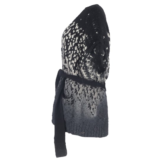 Gebreid vest met ceintuur van Stella McCartney in zwart en grijs wol. - Image 2