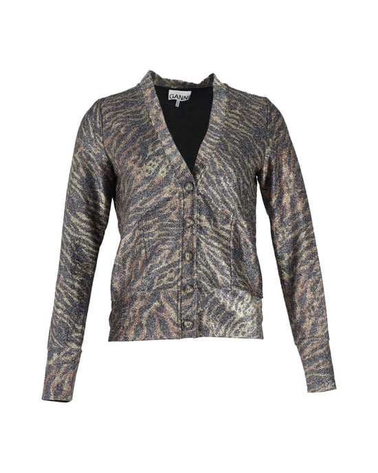 Ganni Lurex Jersey Cardigan in dierenprint polyester - Image 1