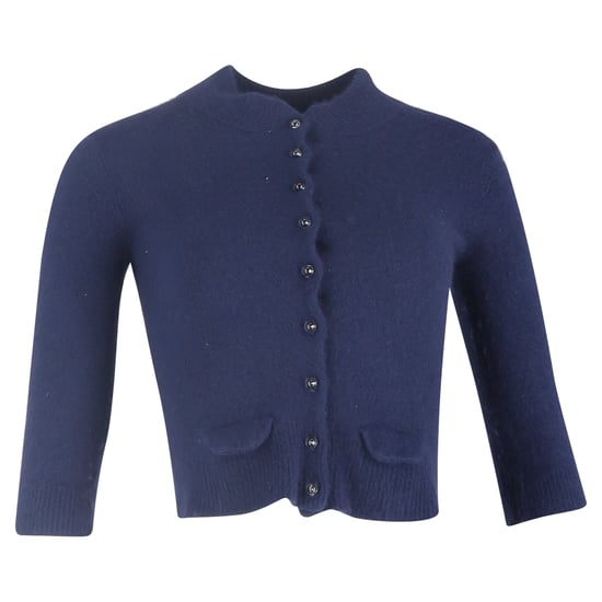 Mulberry cropped vest met knoopjes in blauwe wol - Image 1