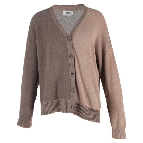 Maison Margiela Color-Blocked Elbow Patch Cardigan in Brown Cotton - Image 1